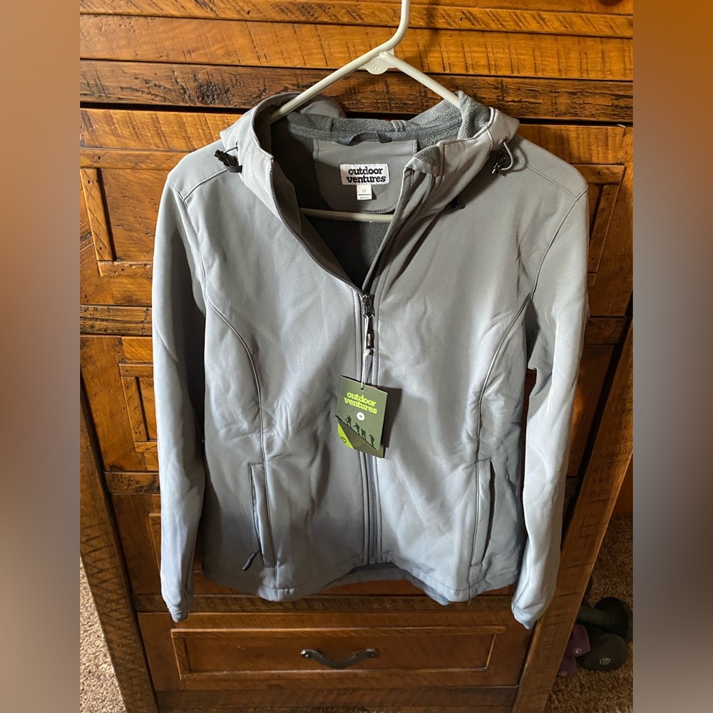 Outdoor Ventures grey soft shell hoody jacket
